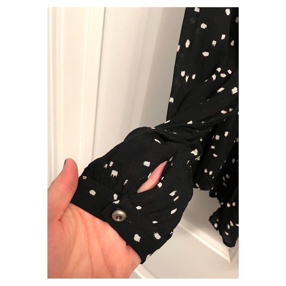 DONATING 2/11 Maeve by Anthropologie Black and White Polka Dot Blouse - Picture 6 of 9